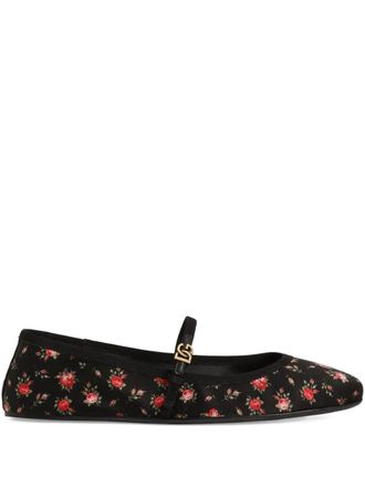Dolce & Gabbana Ballerinas met bloemenprint - Zwart