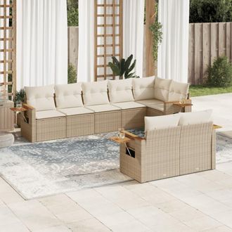 vidaXL Juego De Sof&aacute;s De Jard&iacute;n Con Cojines Beige 8 Pzas Rat&aacute;n Pe Vidaxl