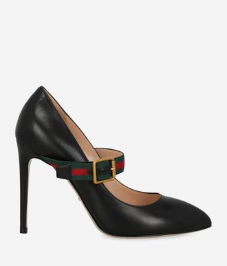 Gucci Black leather Sylvie heeled Mary Jane pumps Size 38