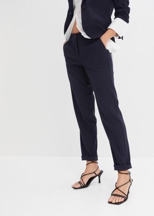 Bonprix Anzughose BONPRIX, Damen, Gr. 34, N-Gr, blau (dunkelblau), Obermaterial: 76% Polyester, 22% Viskose, 2% Elasthan, slim fit, Hosen Anzughose, aus Polye