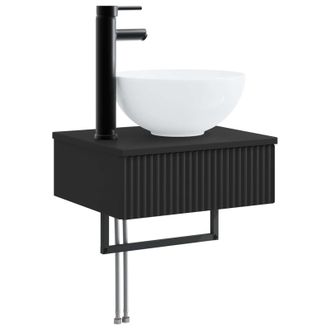 vidaXL Lavabo De Lavado Montado En La Pared Negro 40 X 35 X 39 Cm Vidaxl