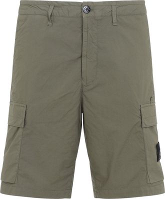 Stone Island Military Green Cotton Shorts-Uomo