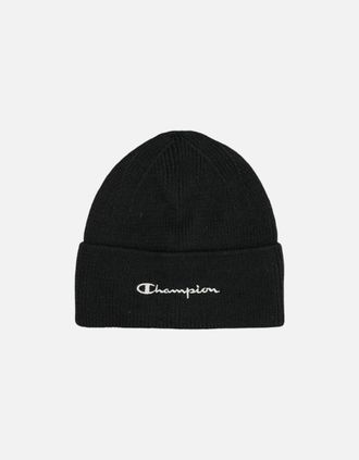 Champion Mens CHAMPION Mens Beanie Hat Thick Winter Warm knitted Ribbed Outdoor Unisex Caps - Black