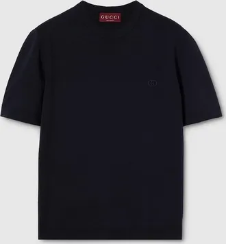 Gucci Silk Cotton T-shirt With Embroidery, Size XXXL, Blue, Ready-to-wear