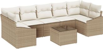 vidaXL Vidaxl - Garden Sofa Set with Cushion 8 pcs Beige, Cream 55 x 55 x 37 cm