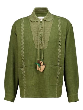 Baziszt Sofia lace-up polo shirt - Verde