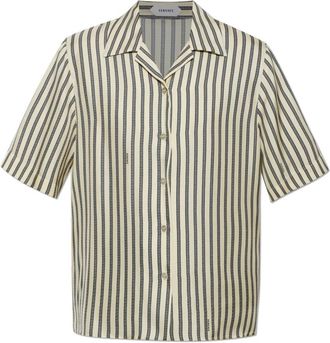 Versace Het Meandros Zijden Shirt - Dames - Overhemden - Beige - M - Overhemden