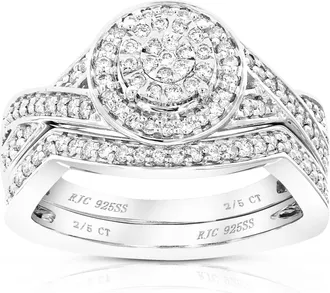 Vir Jewels 2/5 cttw Lab Grown Diamond Wedding Bridal Set in Sterling Silver For Women