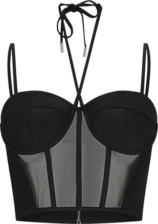 DAVID KOMA Corsetto con inserti in tulle - Nero