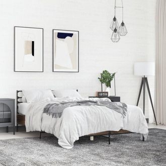 vidaXL Bed Frame without Mattress Brown Oak 135x190 cm Double Vidaxl