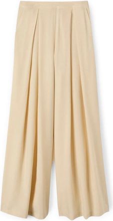 Motivi Linnen blend broek met split plooien - Dames - Wijde Broeken - Beige - 2XS - Linnen - Broeken