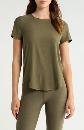 Beyond Yoga On the Down Low T-Shirt in Beyond Olive Heather at Nordstrom, Size X-Small