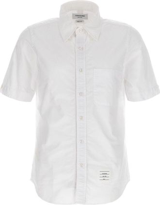 Thom Browne CLASSIC FIT SHORT SLEEVE SHIRT W/ RWB ARMBANDS IN OXFORD - men - Cotton - 3 - White