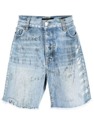 Amiri Shorts denim con stampa - Blu