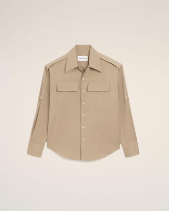 Ami Beige Cotton Saharienne Shirt Beige - 37 - for Men