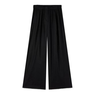 Oltre Broeken, Dames, Zwart, XS, Linnen, Wijde linnenmix broek