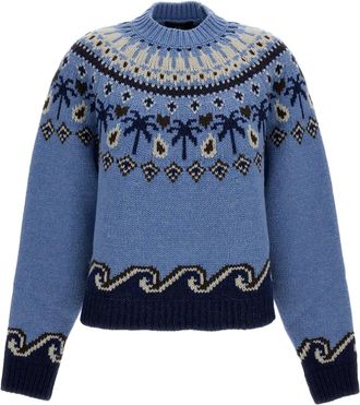 Alanui Light Blue Sweet Winter Nordic Sweater