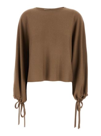 Max Mara Brown Solid Crew Neck Sweater