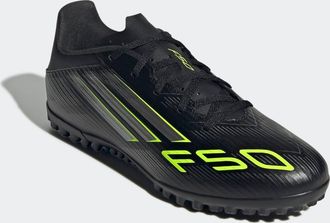 adidas Fussballschuh ADIDAS PERFORMANCE F50 CLUB KUNSTRASEN, Gr. 43, schwarz (core schwarz, iron metallic, lucid lemon), Synthetik, Schuhe Fussballschuh, gee