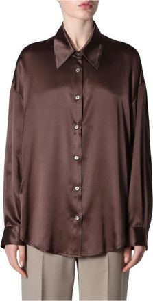 Roberto Collina Camicia ML - Dames - Overhemden - Bruin - S - Overhemden