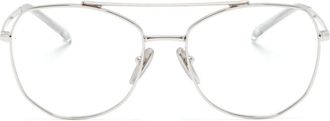 Prada VPR A58 geometric-frame glasses - women - Metal - 54 - Silver