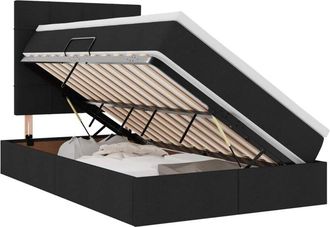 vidaXL Bed with Mattress with Headboard Black 120 x 190 cm Polyester vidaXL