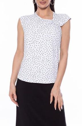 Isaac Mizrahi New York Knot Neck Sleeveless Top in White Black at Nordstrom Rack, Size X-Large
