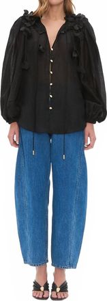 Aje Camille Flower Blouse In Black