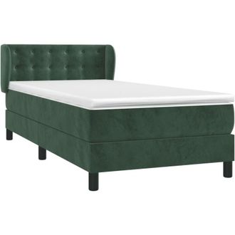 vidaXL Cama Box Spring Con Colch&oacute;n Terciopelo Verde Oscuro 90x190 Cm Vidaxl