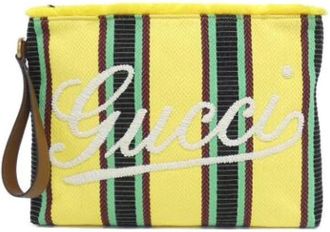 Gucci Pre-owned Vintage Canvas Handtas - unisex - Vintage Clutch - Geel - ONE Size - Vintage