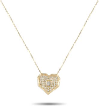 Luxury Bazaar 14K Yellow Gold 0.40ct Diamond Heart Pendant Necklace PN16833-Y