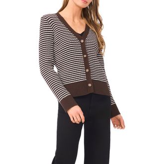 Halogen Stripe V-Neck Cardigan in Delicioso at Nordstrom Rack, Size X-Large P