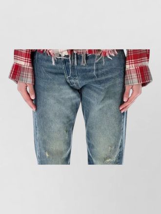 R13 cropped check flannel shirt relaxed fit
