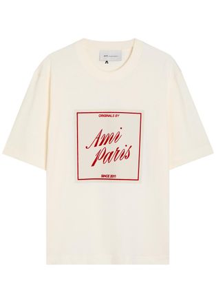 Ami Ami Paris Logo-appliqu&eacute;d Cotton T-shirt - Off White - XL
