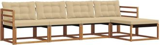 vidaXL Conjunto De Sof&aacute;s De Exterior 5 Uds. Natural Y Beige Vidaxl