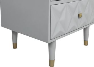 Linon Two Drawer Geo Texture Nightstand Grey