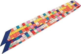 Herm&egrave;s Pre-owned Scarves, female, Multicolor, Size: ONE SIZE Pre-owned Bolduc Au Carre Twilly