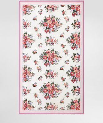 Dolce & Gabbana Flower Bouquet-print Cotton Batiste Sarong - Woman Swimwear Multicolor Onesize