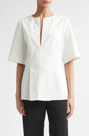 Toteme Tailored Cotton Tunic Top in White at Nordstrom, Size 00 Us