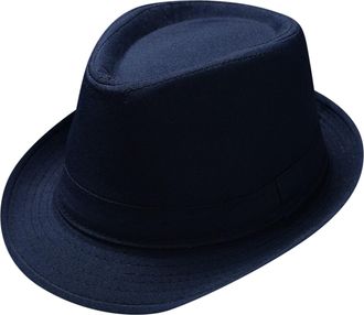 Generic Men Felt Trilby Hat Warm Fedoras Classic Winter Bowler Hat Outdoor British Hat Jazz Costume Hats Vintage Panama Hat with Short Brim Navy