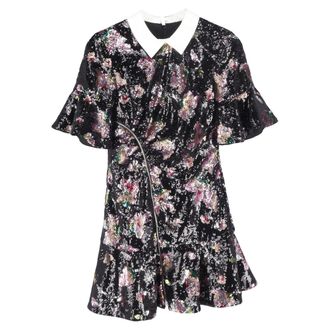 Self Portrait Floral Sequined Mini Dress in Multicolor Polyester