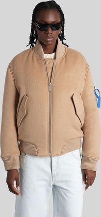 Off-white Bomber Jacket In Beige Cashmere