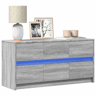 vidaXL Vidaxl - Mobile Porta Tv Con Led Grigio Sonoma 100x34x50cm In Truciolato
