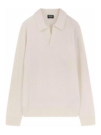 Ermenegildo Zegna Cashmere Jacquard Polo Sweater