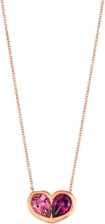 Le Vian Color Blocking Semi Precious 14K Rose Gold 1.35 Ct. Tw. Pink Tourmaline Rhodolite Pendant Necklace