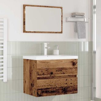 vidaXL Juego De Muebles De Ba&ntilde;o Con Caj&oacute;n 3 Pcs Madera Envejecida