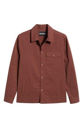 Barbour Strickland Textured Cotton Blend Overshirt in Burnt Pepper at Nordstrom, Size Xx-Large