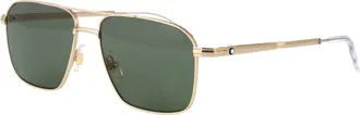 Montblanc Mens Sunglasses Mb0278s Gold-Green Gold-Gold-Green Metal Gold/gold/green
