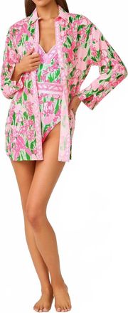 Lilly Pulitzer Kwitney Long Sleeve Cotton Cover-Up In Putting Green Hannah Engineered