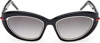 Christian Louboutin So Kate 55mm Gradient Cat Eye Sunglasses in Black/Zeiss Smoke Lens at Nordstrom